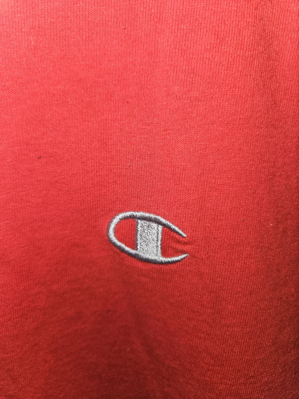 Champion Men's Red Crewneck T-Shirt with Gray Trim - Picture 2 of 4
